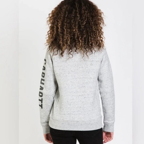 Carhartt Women's Gray Logo Sleeve Pullover Relaxed Fit Sweatshirt Size X-Small - Picture 3 of 9